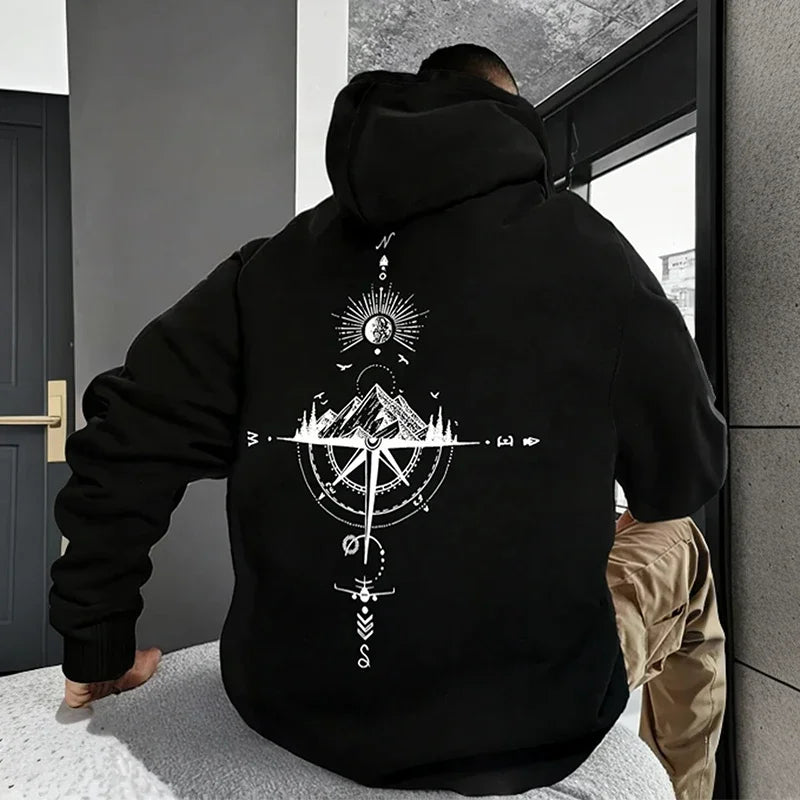 Men's hoodie high-quality print long-sleeved hooded sweatshirts