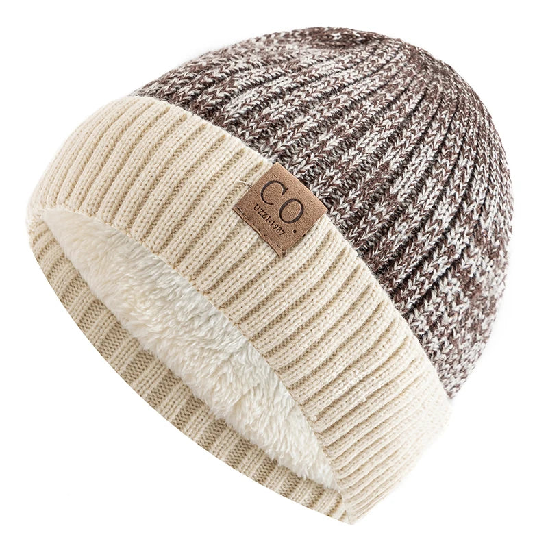 Winter Hats Add Fur Lined Fashion Warm Beanie Cap Winter