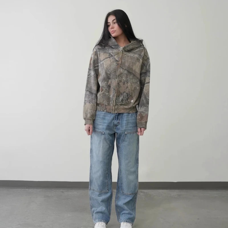 Camouflage Pattern zipper Sweatshirt