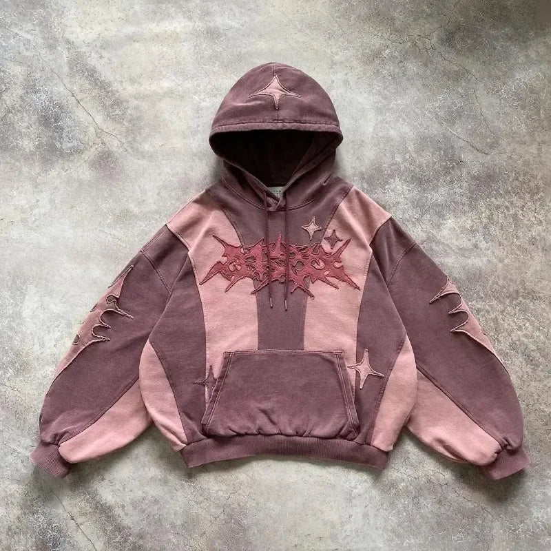 Harajuku Plum Tree Oversized Pink Zipper Hoodies Women