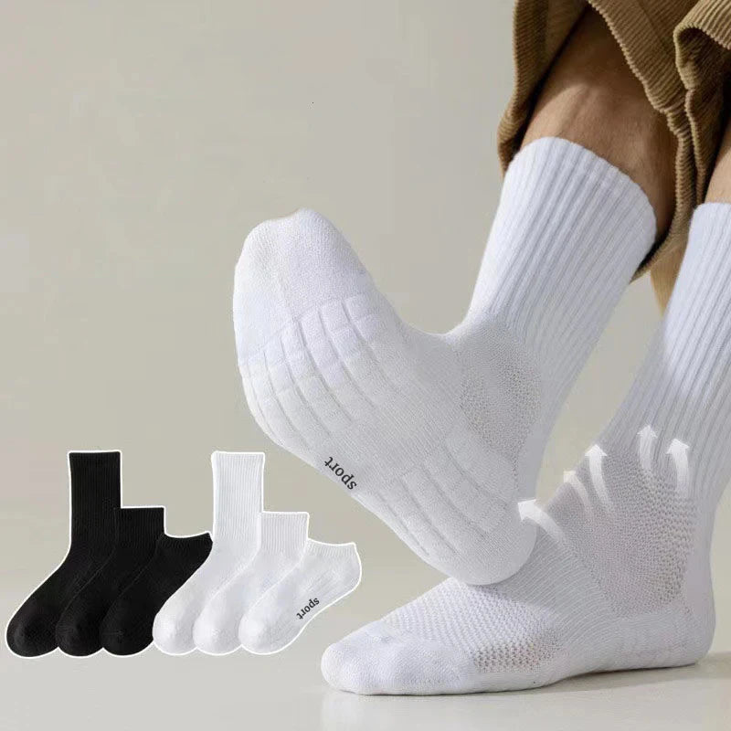 Men's Thick Bottom Sweat Absorbing and Breathable Sports Socks with Bottom Cushion