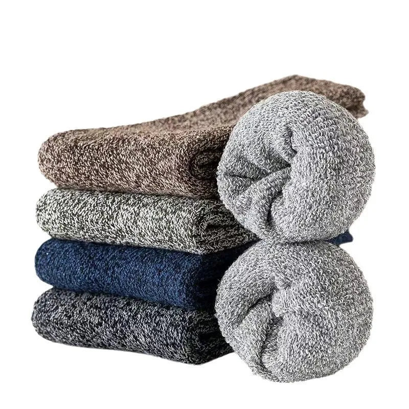 5 pairs of mid-calf thick winter fleece-lined thermal socks