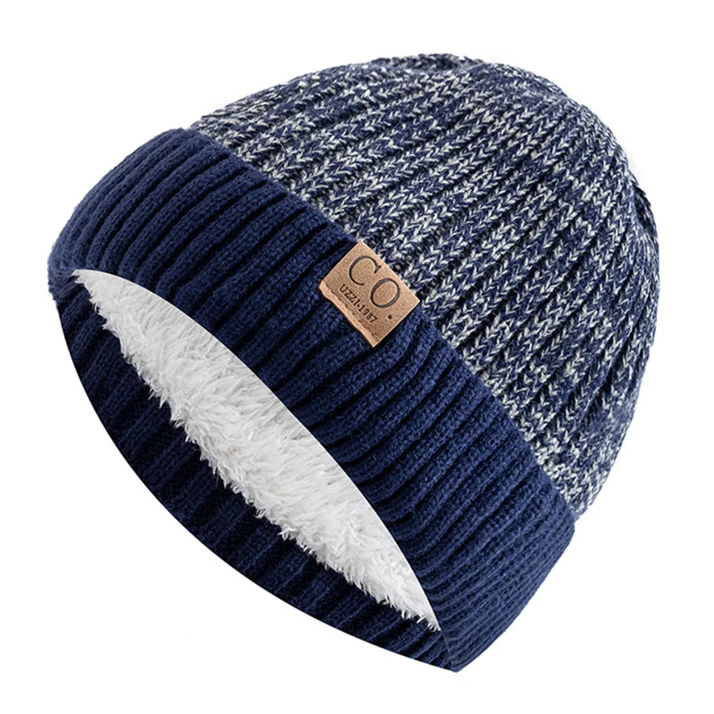 Winter Hats Add Fur Lined Fashion Warm Beanie Cap Winter