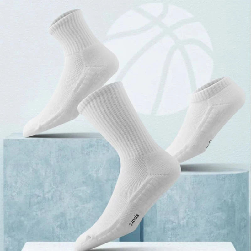 Men's Thick Bottom Sweat Absorbing and Breathable Sports Socks with Bottom Cushion