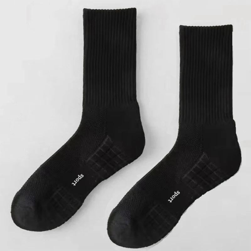 Men's Thick Bottom Sweat Absorbing and Breathable Sports Socks with Bottom Cushion