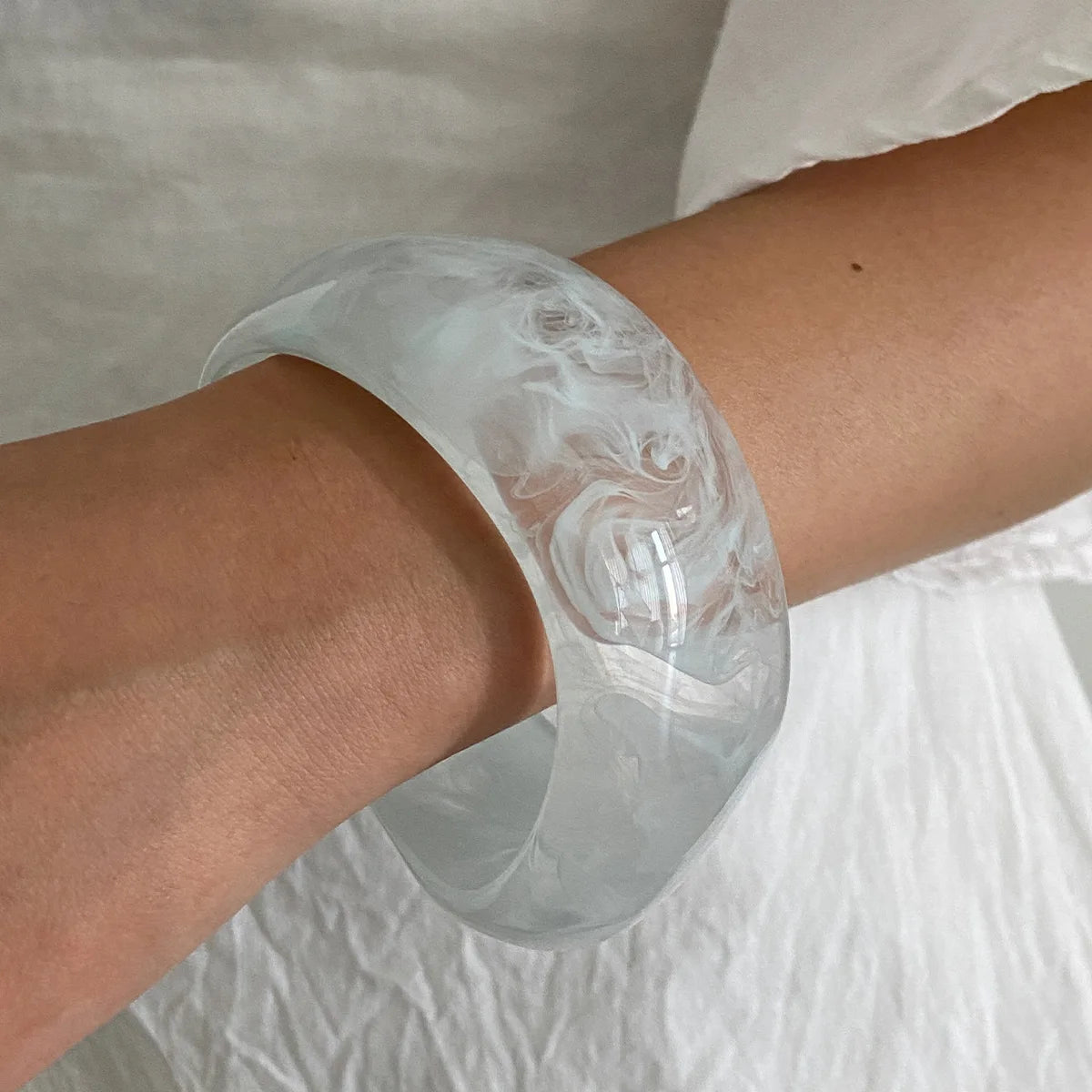 Boho Light Blue Acrylic Resin Chunky Bangles ﻿