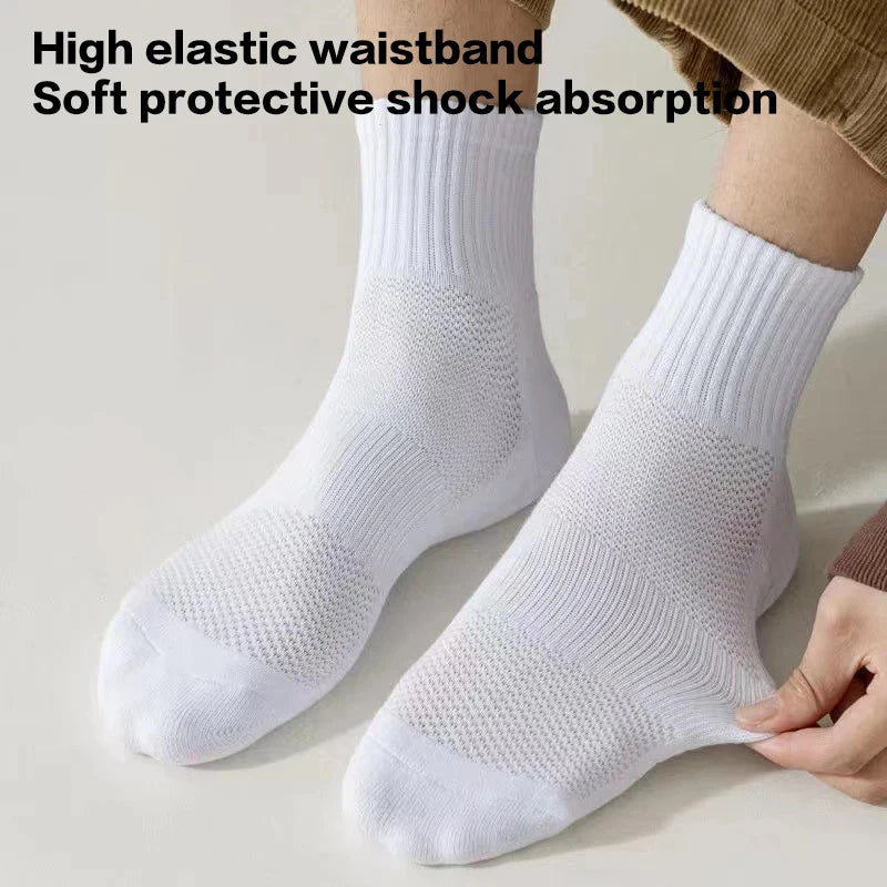 Men's Thick Bottom Sweat Absorbing and Breathable Sports Socks with Bottom Cushion