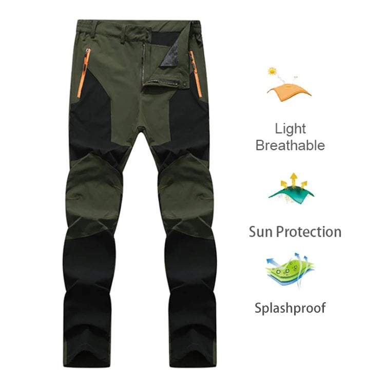 Men Summer Sports breathable Pants Hiking Camping Quick Dry UV Resistant Elastic Thin