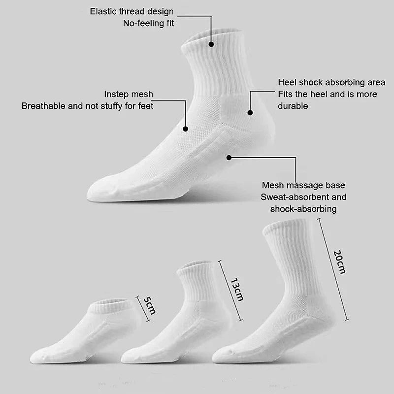 Men's Thick Bottom Sweat Absorbing and Breathable Sports Socks with Bottom Cushion